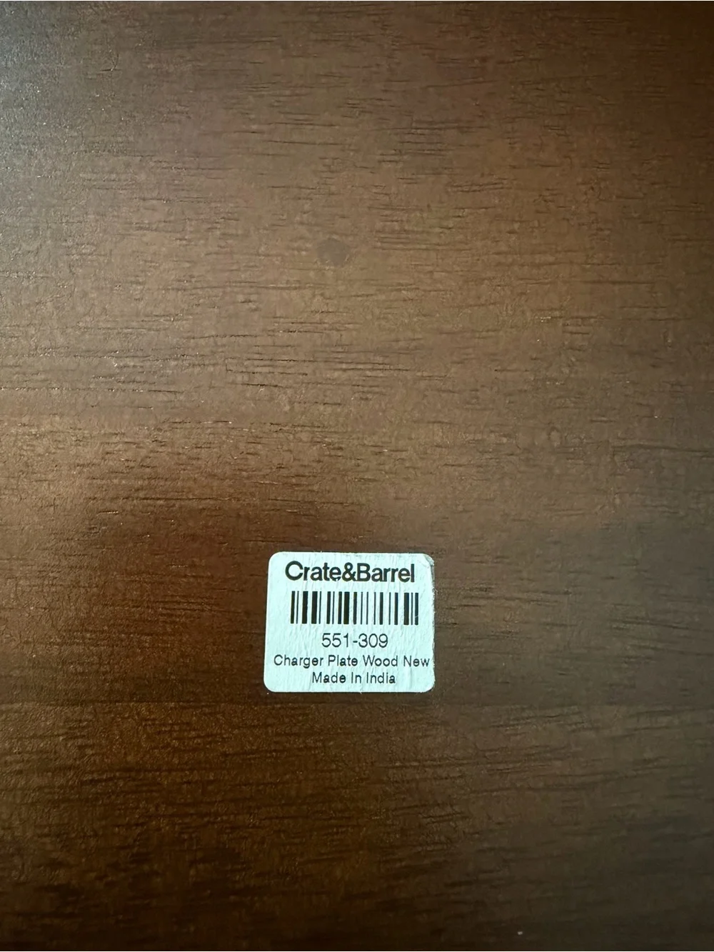 Crate & Barrel Wooden Charger Plate - Brown Rustic Dining Charger (Set of 2)